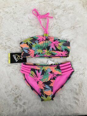 Art Class Girls size XS 4-5 Tropical Floral Bikini Set UPF 50+  NEW with tags